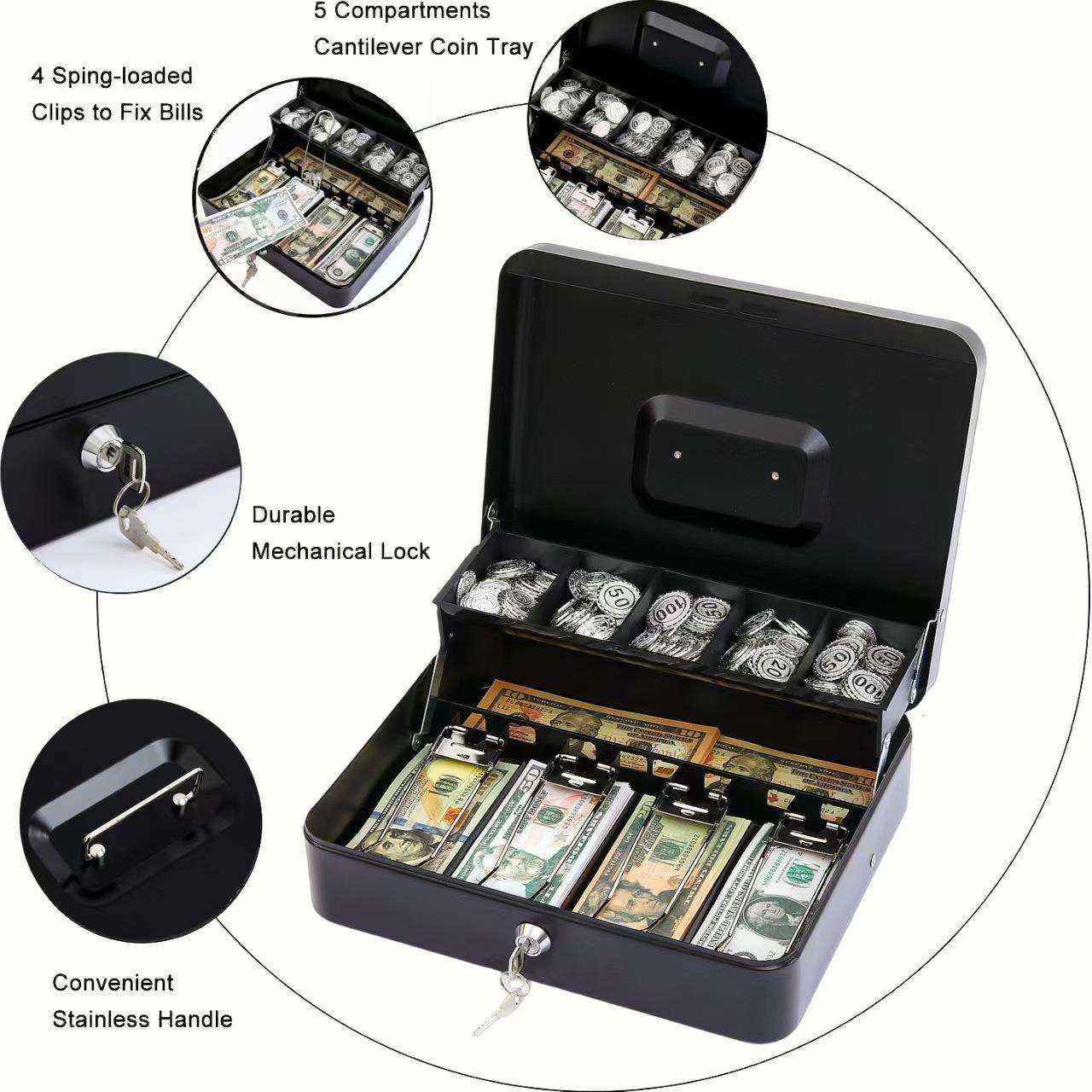 手提保险箱家用立式带锁钱箱零钱罐家居钥匙款硬币纸币收纳储蓄罐,电子元器件市场,其它元器件,淘宝优惠券,粉丝福利购,淘宝优惠卷