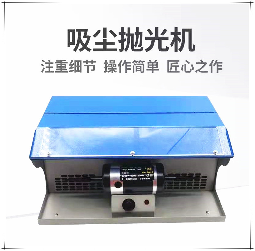 DM-5台式双头吸尘抛光机 带灯管可调速双头布轮机首饰抛光打磨机