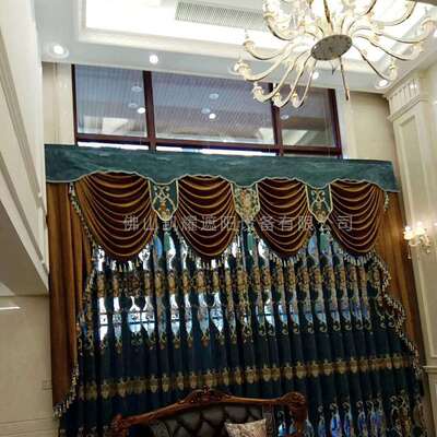 别墅客厅复式智能电动上下升降窗帘轨道遥控自动会标横幅遮光