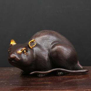 纯铜老鼠摆件点金仿古老鼠生肖鼠家居办公室工艺品装饰品家鼠摆设