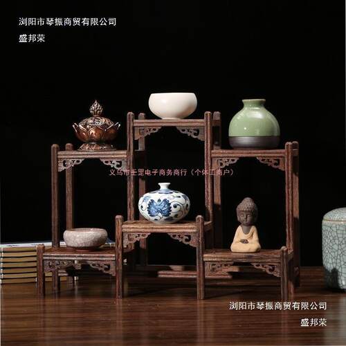 鸡翅木博古架中式小多宝阁茶具架子实木置物架茶壶架摆件架展示架