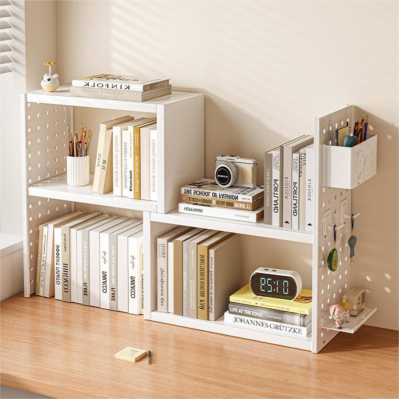 桌面洞洞板置物架可伸缩办公桌上收纳转角铁艺书架书桌分层架配件