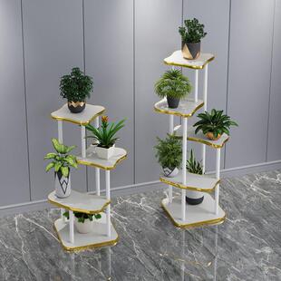 客厅造型花架靠墙楼梯转角电视柜旁花架子多肉花台置物架实木
