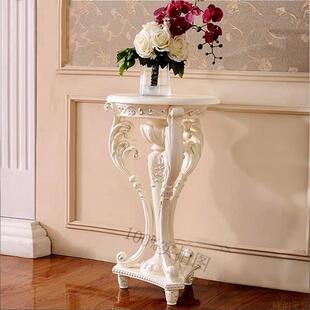 欧式室内花架高档奢华大理石描金架子白色花几客厅角几阳台置物架