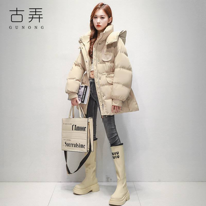 高品质原创设计白鸭绒羽绒服女中长款2025新款冬季时尚收腰小个子