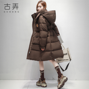 高充绒量白鸭绒羽绒服女中长款2025新款冬季加厚极寒保暖工装外套