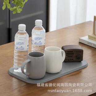 全季酒店茶盘竹纤维密胺茶水台置物托盘灰色长方形餐厅防滑超厚重