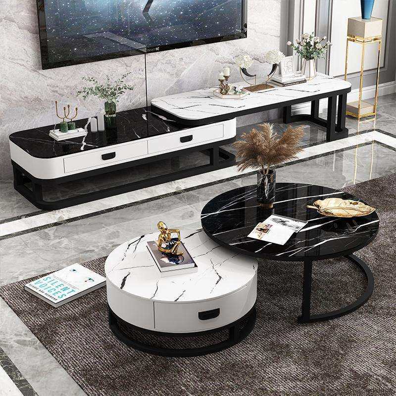电视柜茶几组合现代简约轻奢风北欧小户型客厅套装多功能伸缩迷你