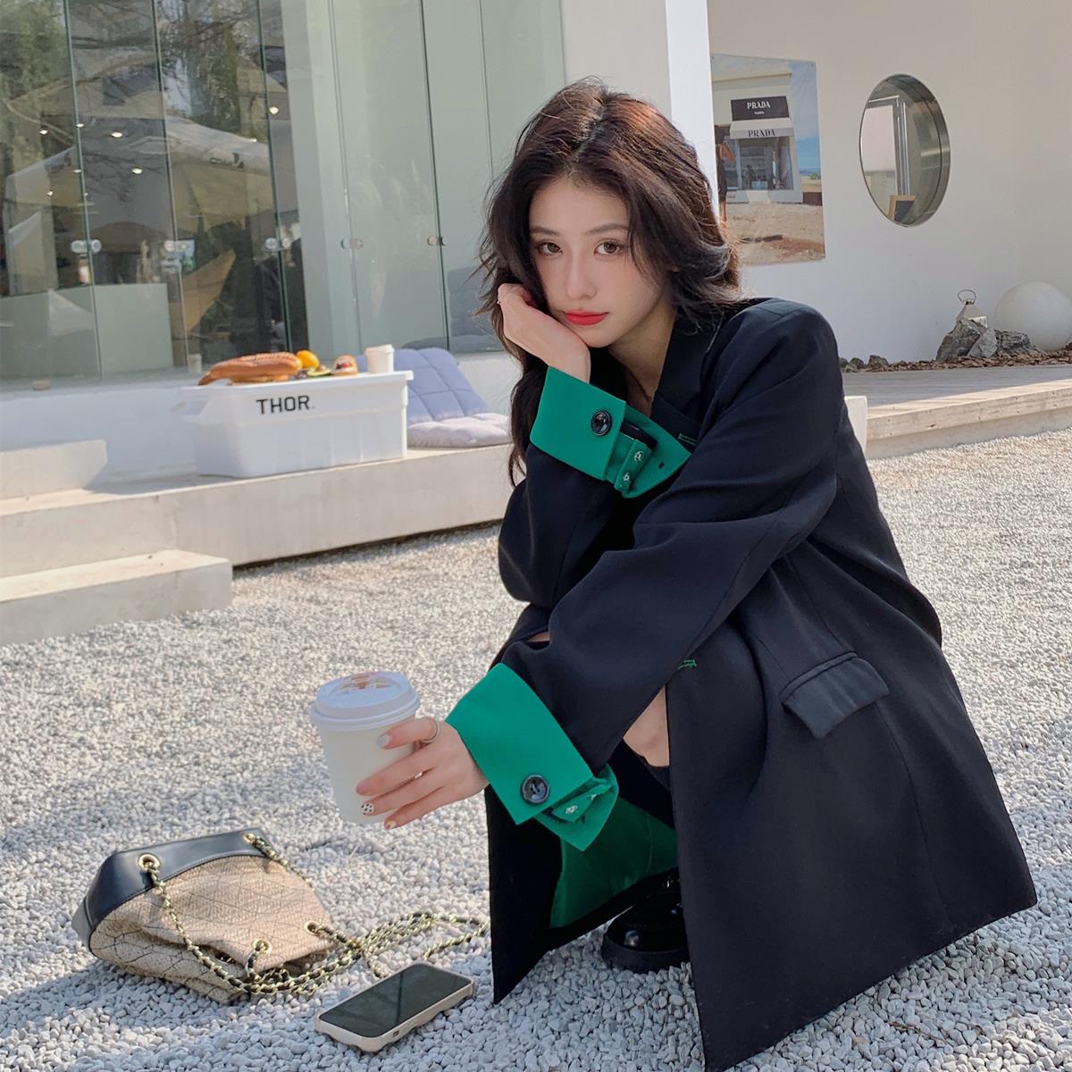 黑色小西装外套女春秋2024新款休闲宽松小个子高级感洋气时尚西服