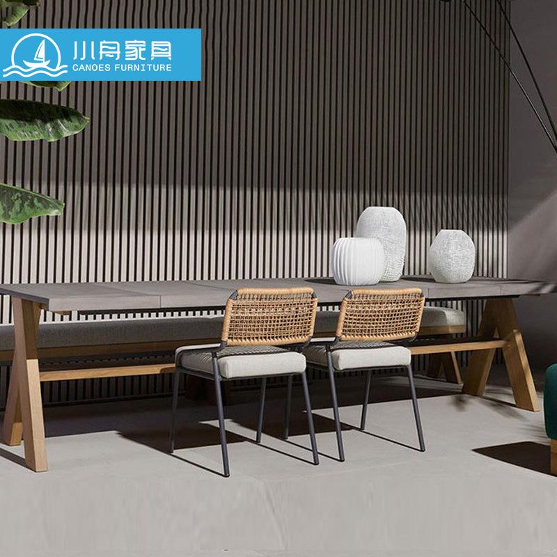 户外藤编桌椅别墅花园茶几藤椅组合室外防水防晒单人沙发懒人用椅