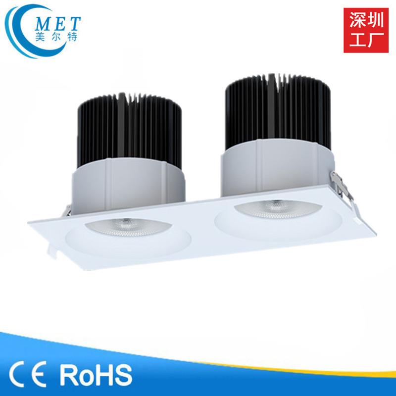 厂家直销 嵌入式双头筒灯 双头格栅射灯 高空工程筒灯射灯100w