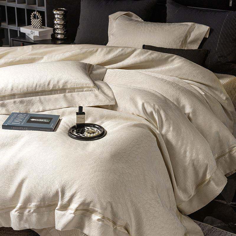 御用140支澳棉四件套亲肤立体提花宽边被套四季床品