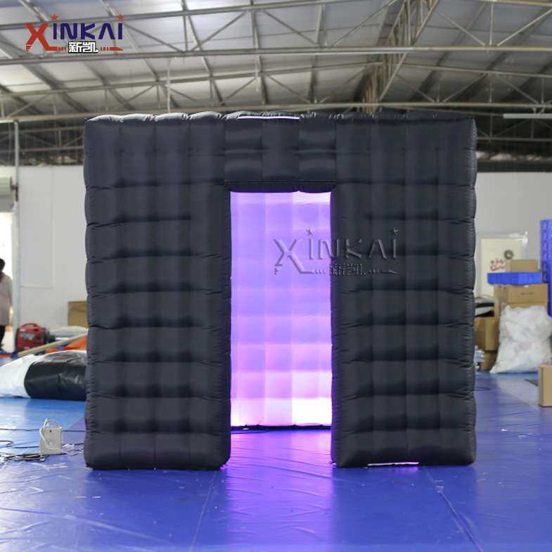 亚马逊热销inflatable photo booth双中门灯光广告展位摄影亭气模