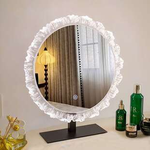 化妆镜带灯台式桌面智能触控异形led灯高级充电梳妆镜梳妆台镜子