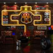 LED012 饰挂画 饰画组合酒吧墙面装 复古LOFT工业风大款 车牌晶瓷装