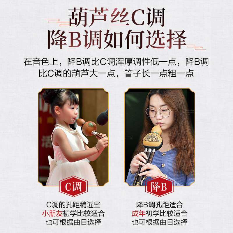 楠竹葫芦丝紫竹C调降B调初学者儿童专业演奏型成人小学生专用乐器
