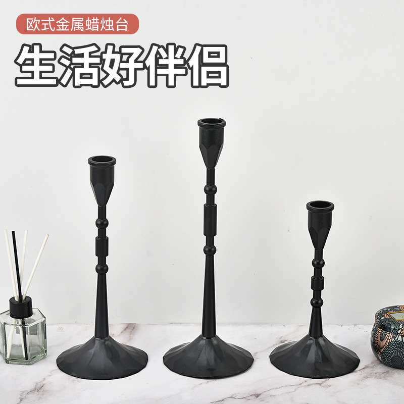 新款蜡烛长杆烛台北欧复古蜡烛灯台万圣节教堂烛台烛光晚餐摆件