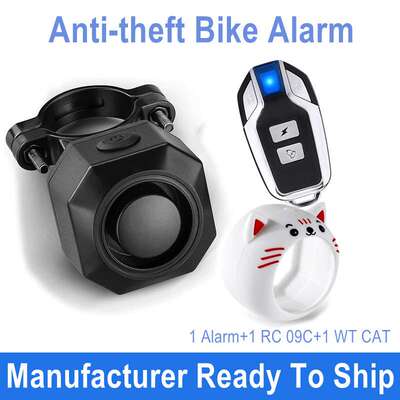 Anti-theft 110db Wireless Remote Control Bike Alarm with cat