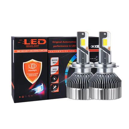 新款300W汽车LED大灯高功率4铜管大功率高散热H7H4改装通用前照灯