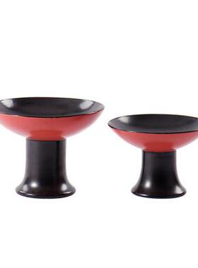 新中式后现代软装红色陶瓷果盘样板房售楼处洽谈室酒柜客厅摆件