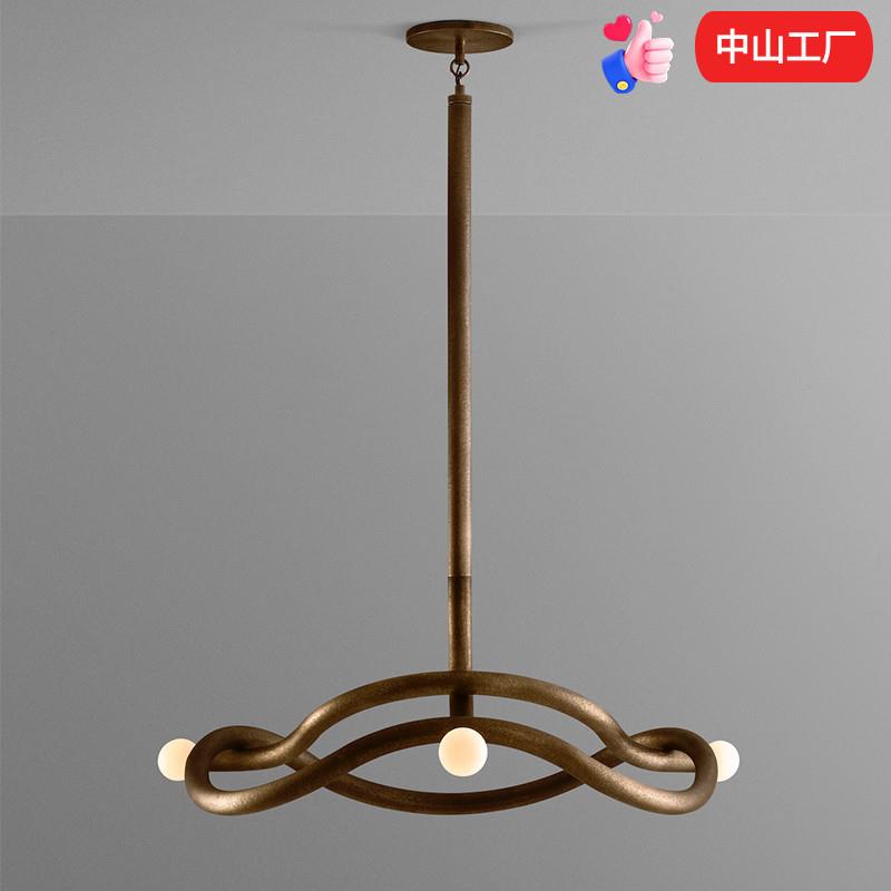 新款现代极简枝形全铜S弯管吊灯售楼部客厅餐厅别墅创意轻奢吊灯