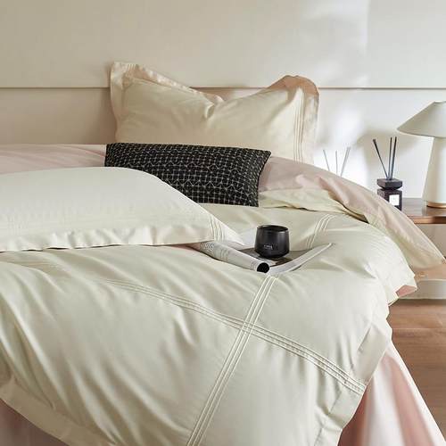 轻奢风100S长绒棉三四件套全棉贡缎被套床单床笠简约纯色纯棉A类4