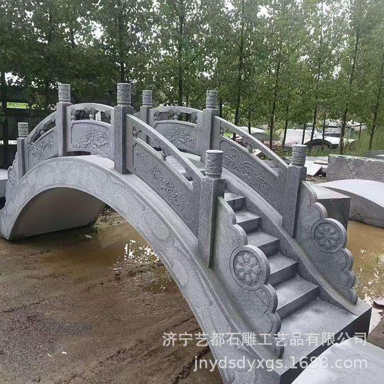 园林景区石雕栏杆庭院小石桥石拱桥 浮雕主题围栏水利工程护栏