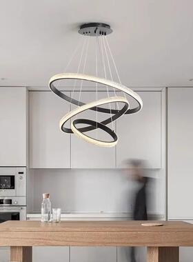 创意圆环吊灯led餐厅灯客厅灯轻奢现代简约大气主卧室灯书房间灯