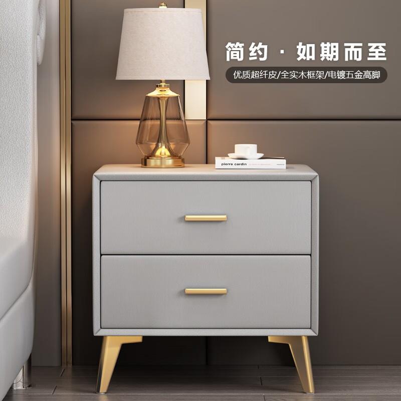 跨境简约现代实木床头柜50cm宽灰色收纳柜储物柜床边柜