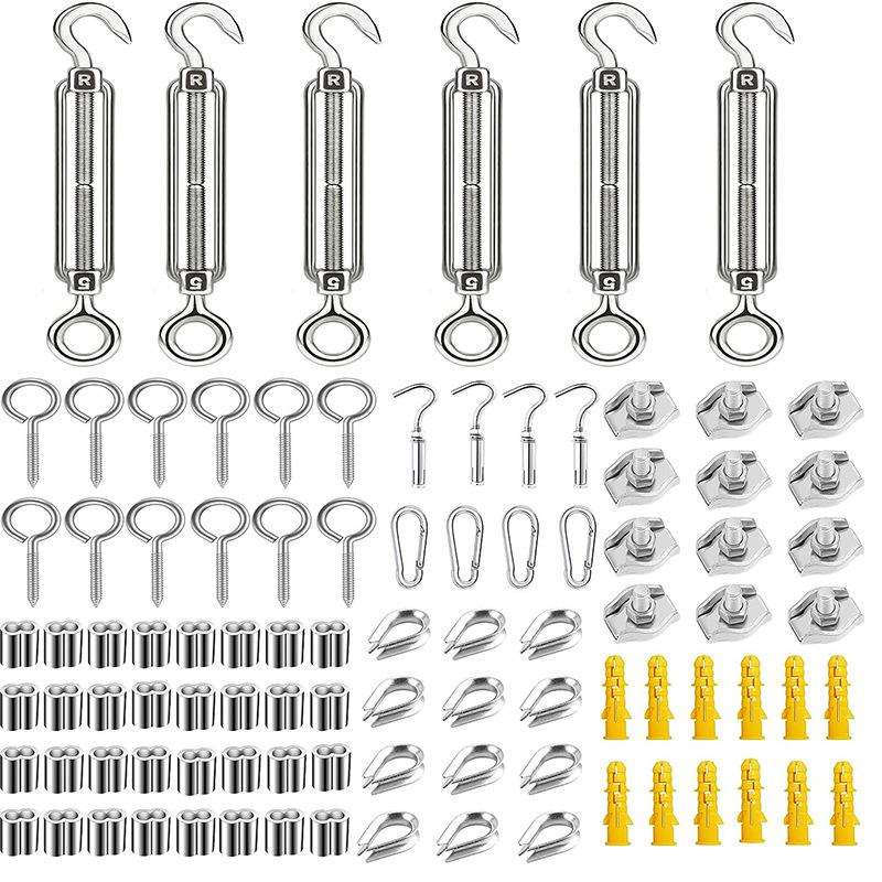 不锈钢pvc钢丝绳电缆护栏悬挂套件 闭口吊环自攻螺丝张紧器卡头
