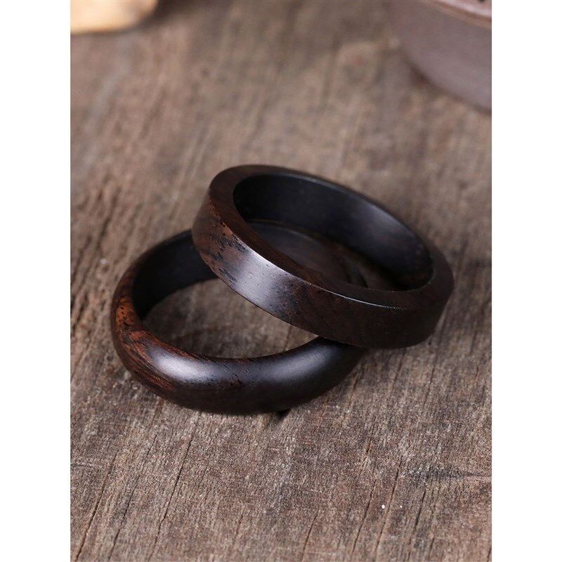 原创紫檀b黑檀木头戒指男女情侣对戒尾戒手工定制镶嵌指环单身戒