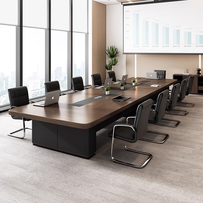 新款办公会议桌长桌现代简u约会议室桌椅组合长条桌洽谈员工培训