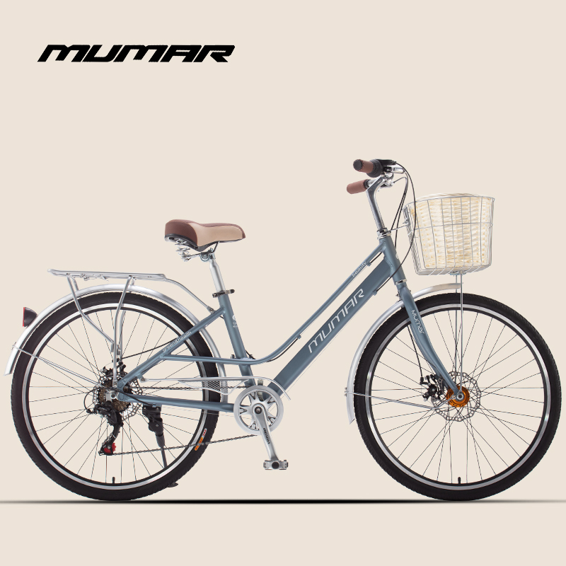美国牧马人自行车女式26寸铝合金变速碟刹L淑女男通勤学生轻便单