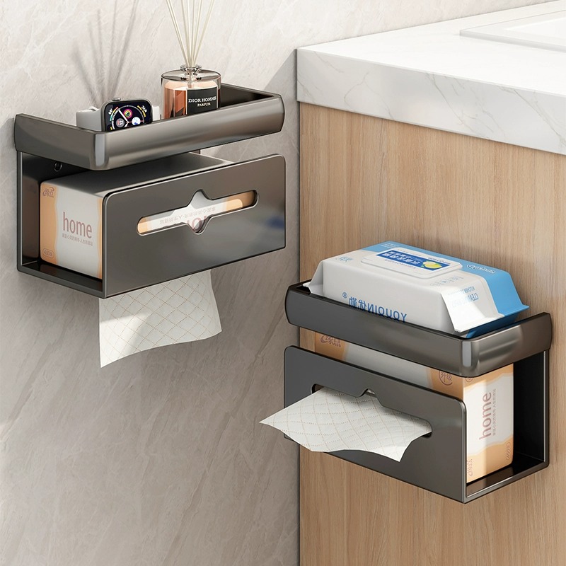 化妆室纸巾盒卫生j纸盒壁挂式厕所卫生纸盒洗手间浴室免打孔卷筒