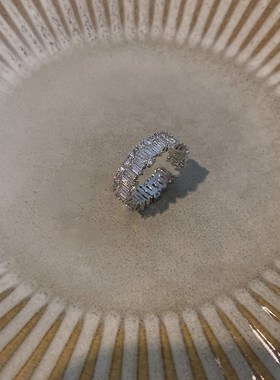 超闪锆石开口戒指女时尚s精致轻奢高级食指戒冷淡风个性百搭指环