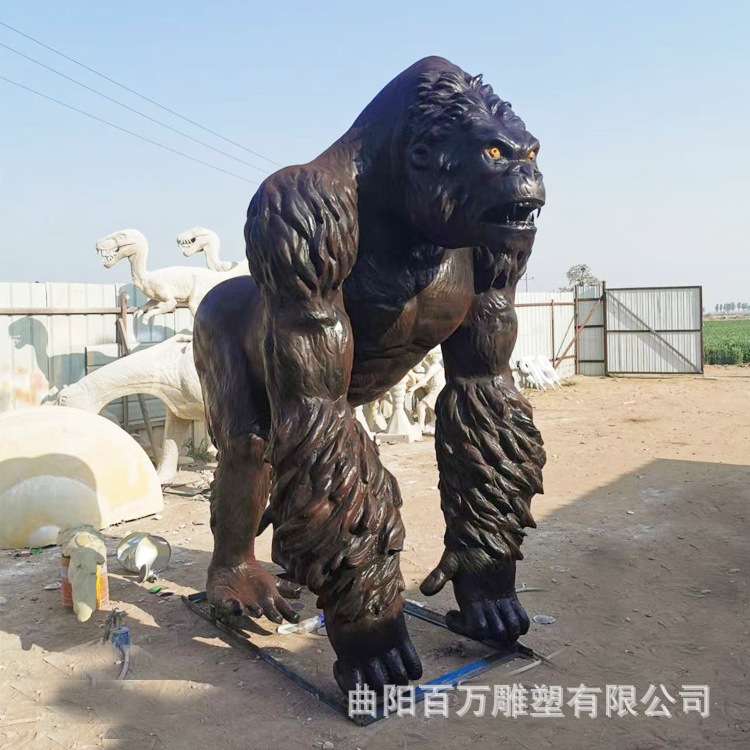 玻璃钢大猩猩雕塑 园林景区雕塑摆件 可来图金刚雕塑