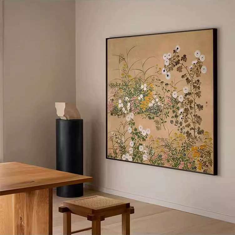 春色满园 新中式花鸟复古客厅挂画餐厅画玄关书房喜鹊玉兰花壁画