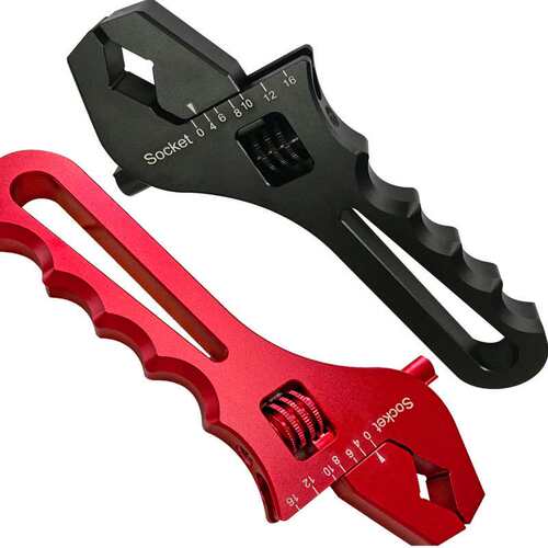 AN4-AN12铝合金V型可调节活动扳手红色黑色油冷器接头汽油管接头