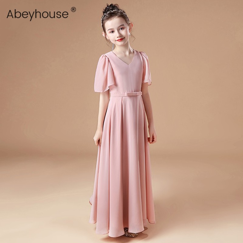 女大童长款钢琴演出服o小提琴演奏儿童音乐会主持人晚礼服少女度