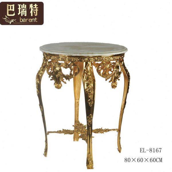 巴瑞特热销欧洲进口巴洛克青铜家具全铜金属大理石圆角圆茶几X