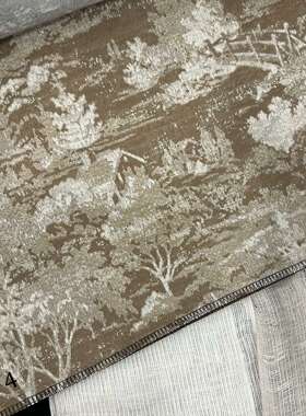 门幅280cm定宽丝质提花面料乡村田园风格山水建筑面料