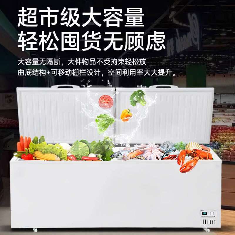 冰柜商用大容量卧式冷冻柜保鲜柜家用单双温冷藏冰箱展示柜