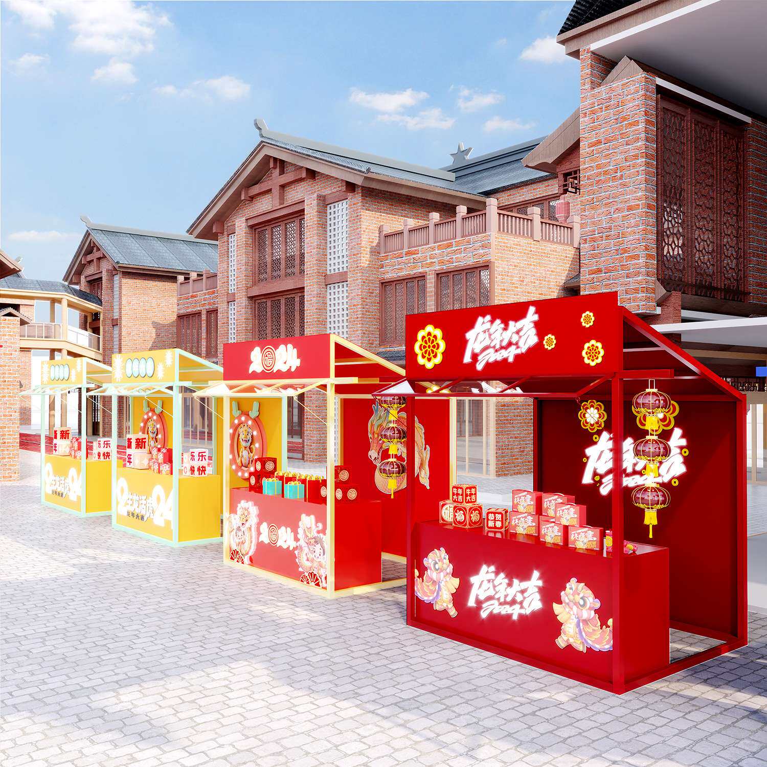 新春早市美食街小吃摊位架户外景区可移动摆摊架集市大型活动铁架