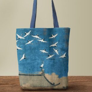 宋徽宗瑞鹤图国画文创周边中国古风环保布袋收纳袋补习袋小拎包