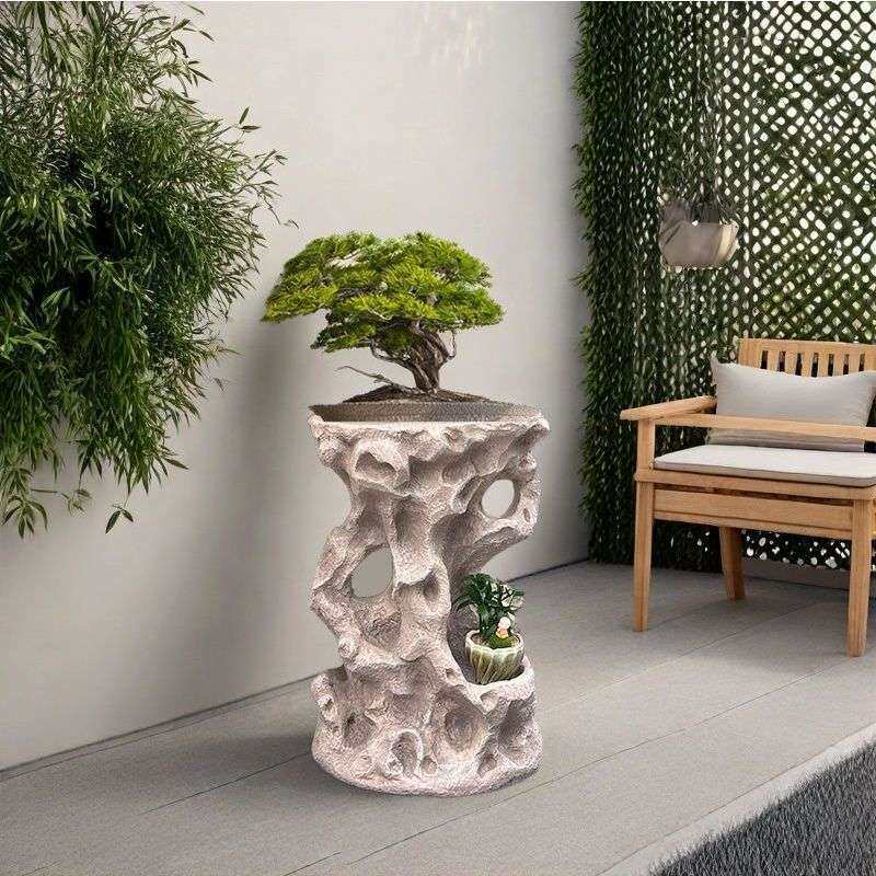 中式太湖石花架户外庭院置物架花园露台盆景架绿植多肉绿萝摆放架