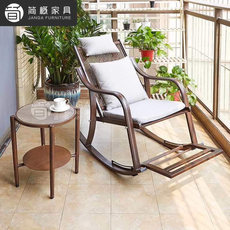 户外花园藤编躺椅露天庭院阳台摇椅休闲防水防晒懒人铝合金沙发椅