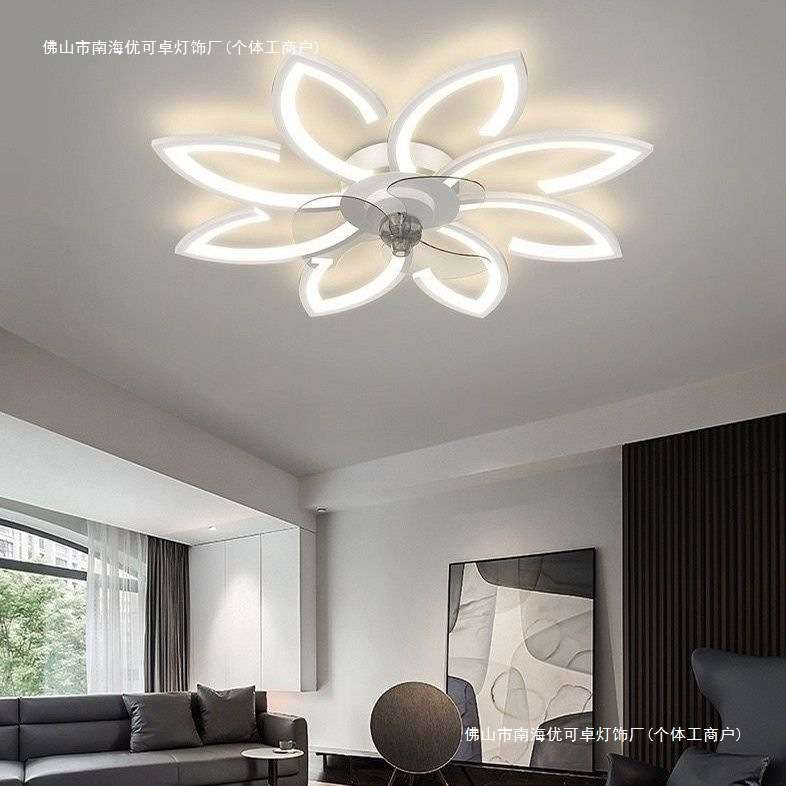 2025新款卧室风扇灯餐厅家用智能静音风扇灯一体客厅网红房间灯具