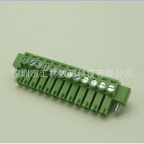 替代dinkle接线端子EC381VM-12P带耳插头-黑色/绿色-3.81穿墙端子