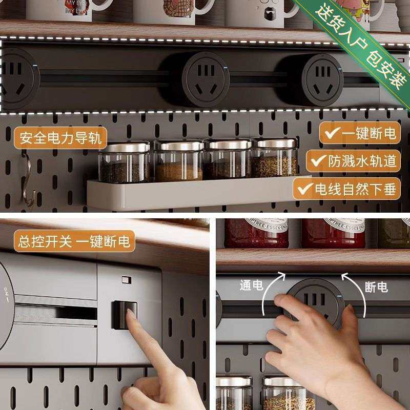 实木餐边柜餐桌一体靠墙置物柜酒柜现代简约储物柜厨房带餐桌橱柜