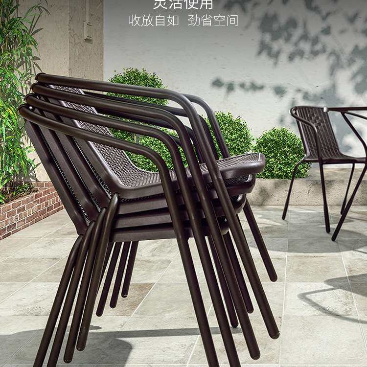 阳台小茶桌迷你三件套简约藤椅茶几铁艺休闲椅子户外桌椅组合